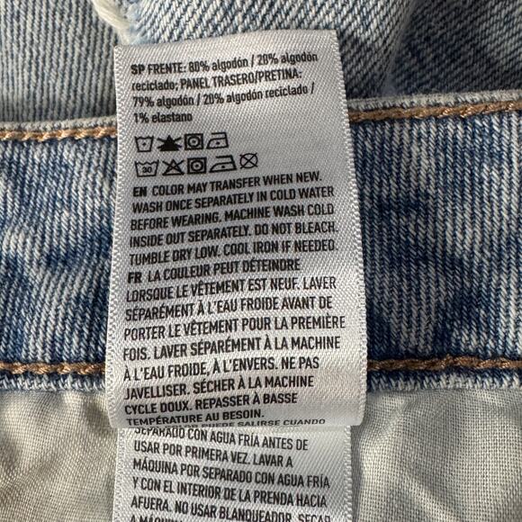 American Eagle SZ 14 Strigid Mom Jeans Super Hi-Rise Distressed Rips Frayed Hems - Picture 16 of 16